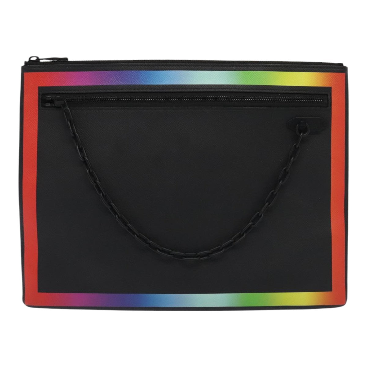 LOUIS VUITTON Taiga Rainbow Chain Pochette A4 Bag Black M30347 LV Auth 88265A