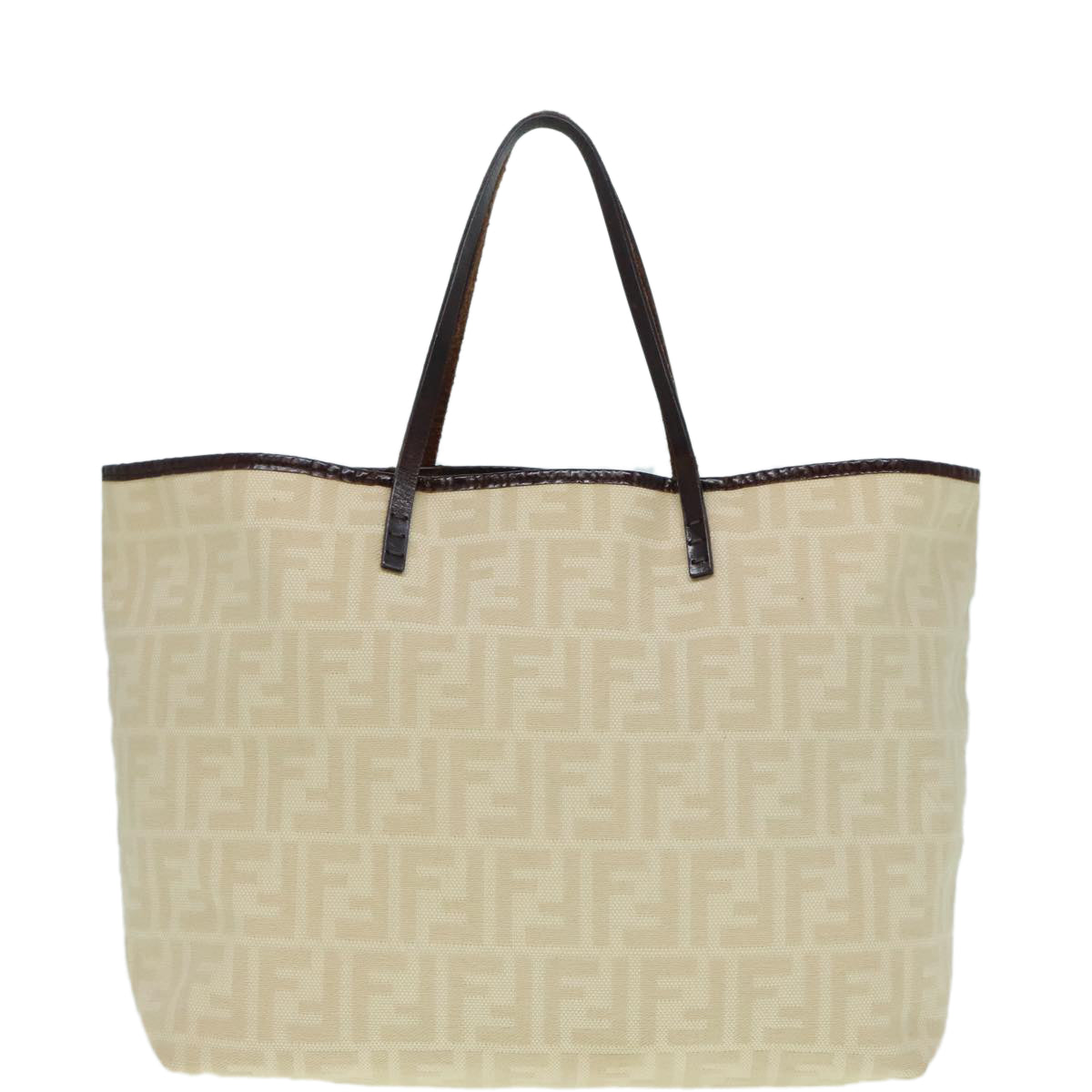 FENDI Zucca Canvas Tote Bag Beige Auth 88269