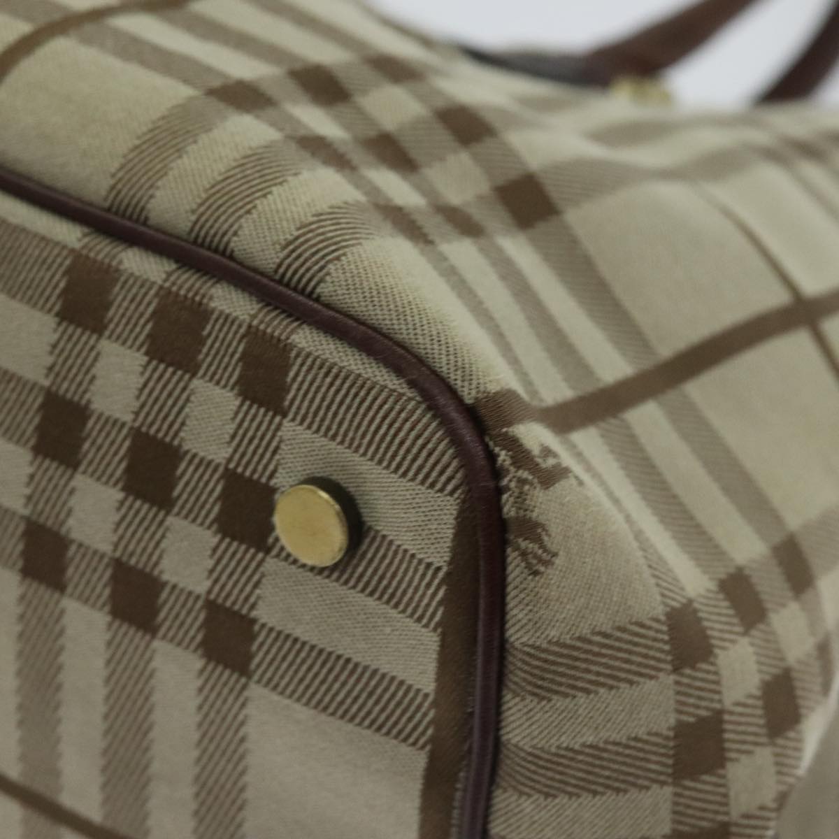 BURBERRY Nova Check Tote Bag Canvas Beige Auth 88275