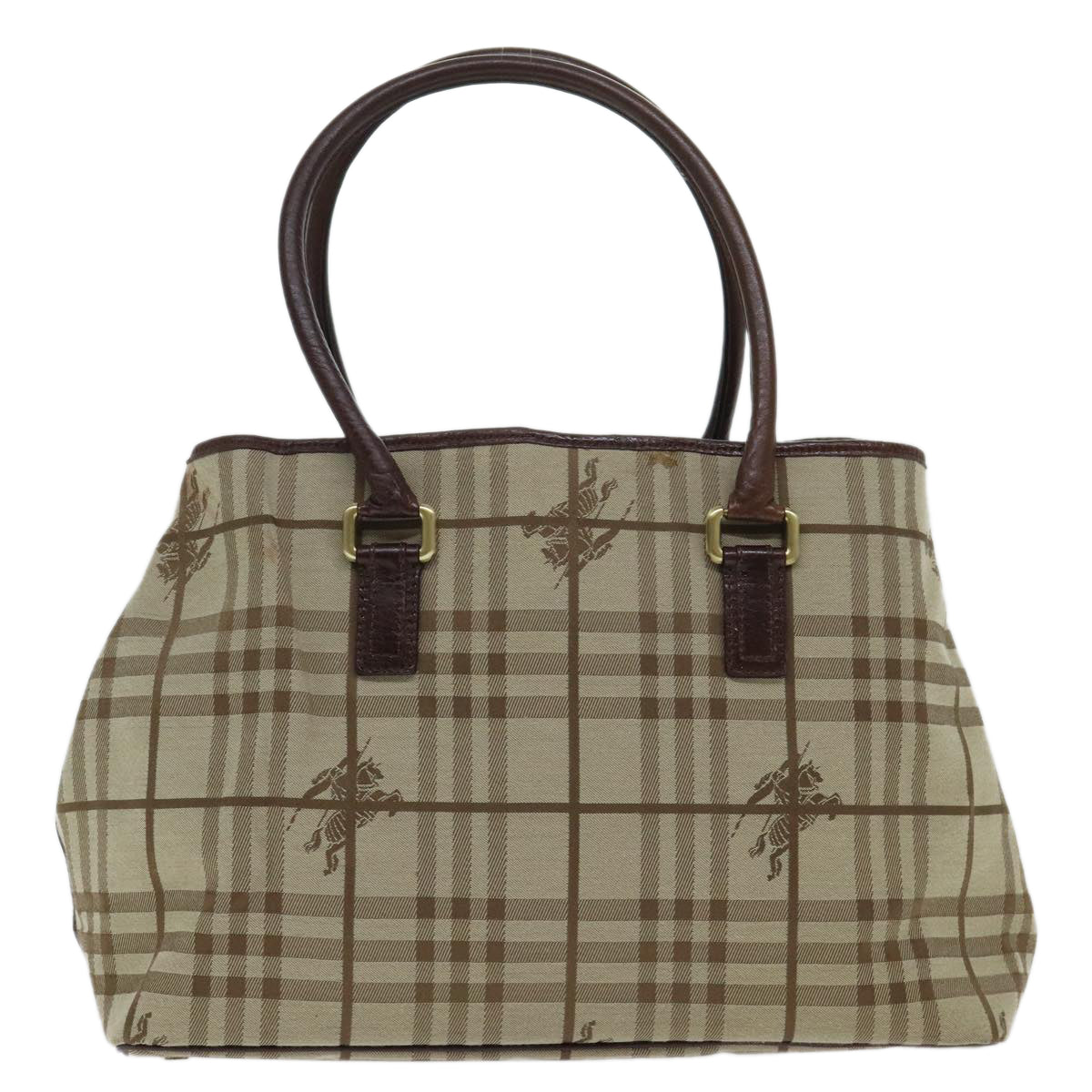 BURBERRY Nova Check Tote Bag Canvas Beige Auth 88275