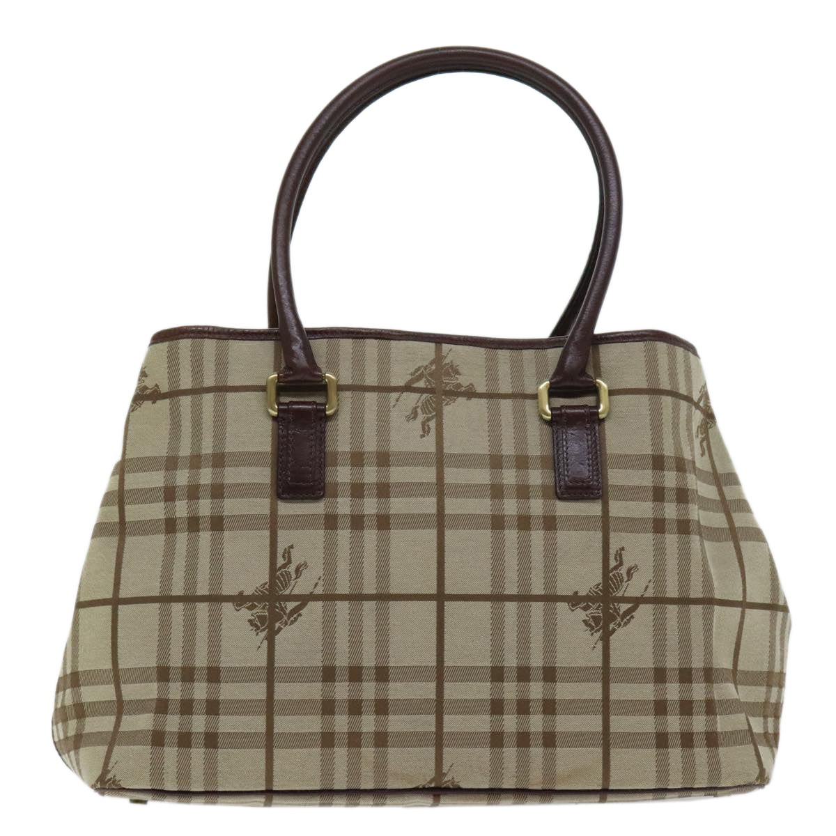 BURBERRY Nova Check Tote Bag Canvas Beige Auth 88275 - 0