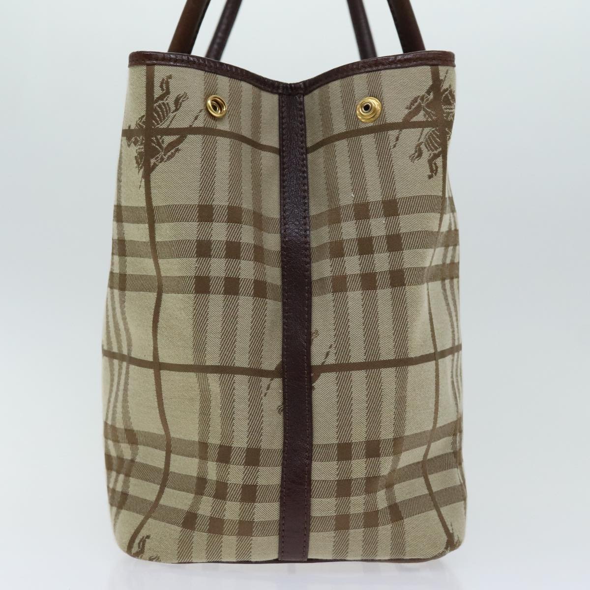 BURBERRY Nova Check Tote Bag Canvas Beige Auth 88275