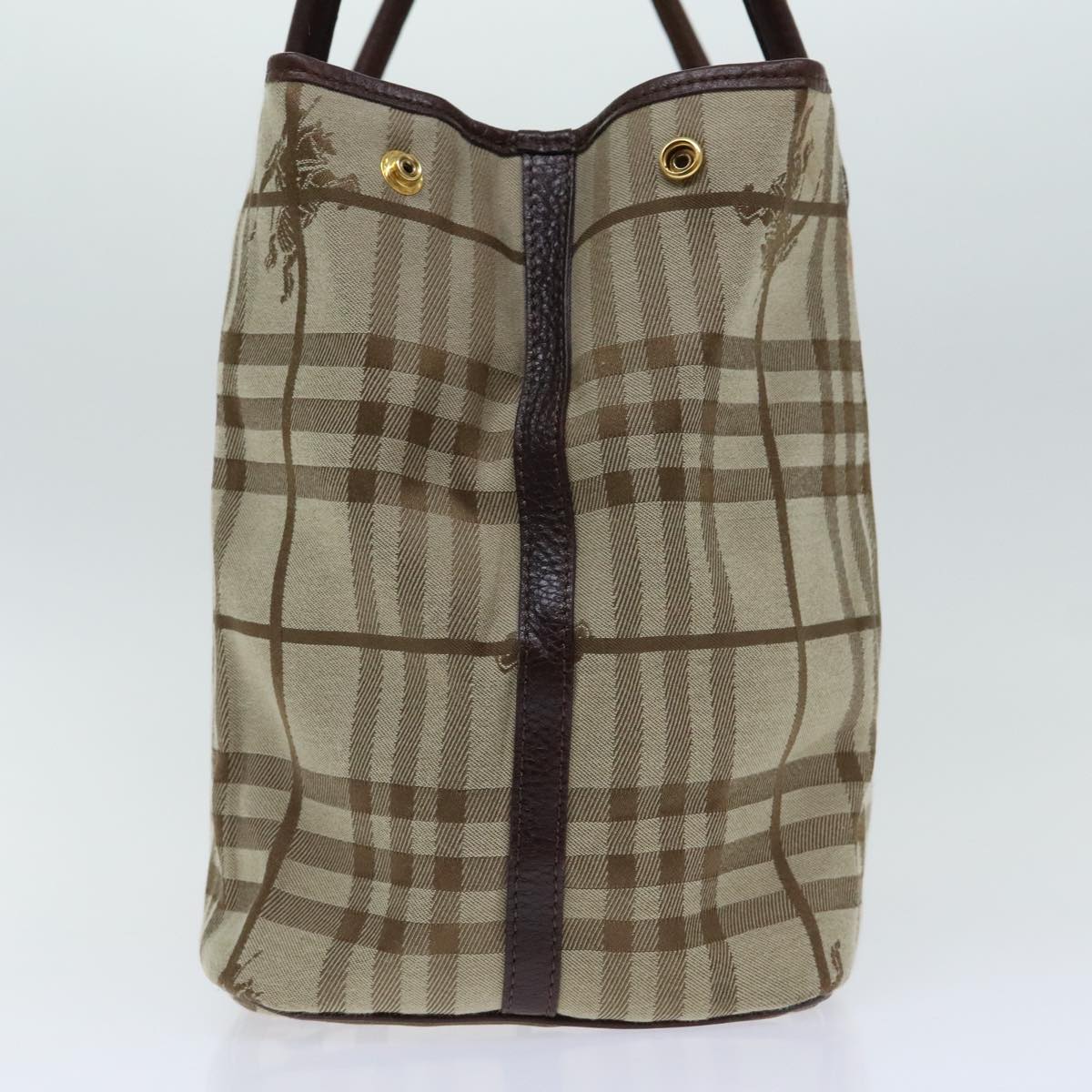 BURBERRY Nova Check Tote Bag Canvas Beige Auth 88275