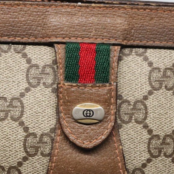 GUCCI GG Supreme Web Sherry Line Clutch Bag PVC Beige Rot 89 01 032 Auth 88286