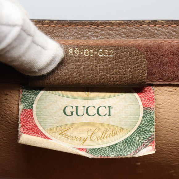 GUCCI GG Supreme Web Sherry Line Clutch Bag PVC Beige Rot 89 01 032 Auth 88286