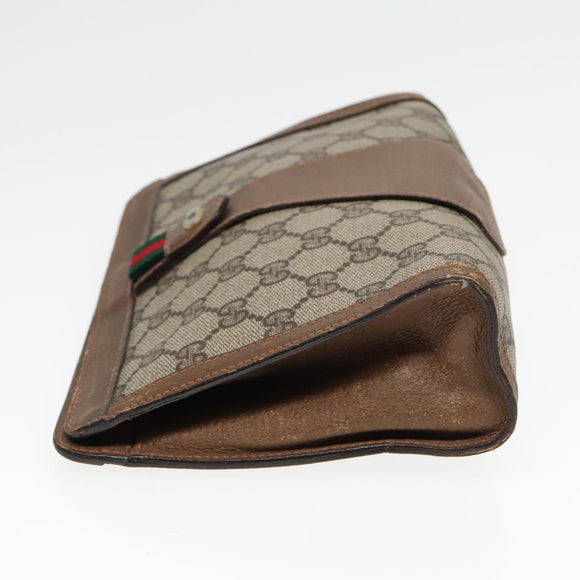 GUCCI GG Supreme Web Sherry Line Clutch Bag PVC Beige Rot 89 01 032 Auth 88286