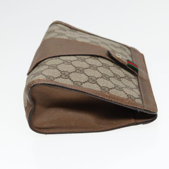 GUCCI GG Supreme Web Sherry Line Clutch Bag PVC Beige Rot 89 01 032 Auth 88286