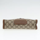 GUCCI GG Supreme Web Sherry Line Clutch Bag PVC Beige Rot 89 01 032 Auth 88286-6