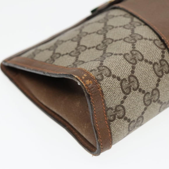 GUCCI GG Supreme Web Sherry Line Clutch Bag PVC Beige Rot 89 01 032 Auth 88286