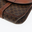 CELINE Macadam Canvas Shoulder Bag PVC Leather Brown Gold Auth 88287-8