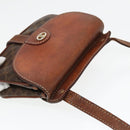 CELINE Macadam Canvas Shoulder Bag PVC Leather Brown Gold Auth 88287-6