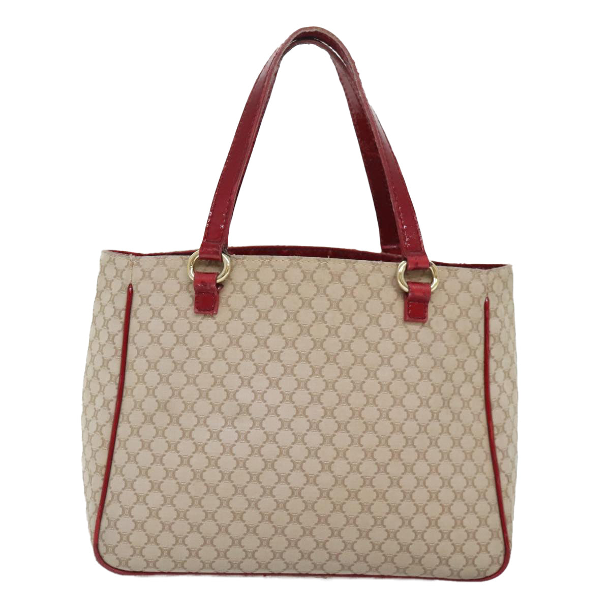 CELINE Macadam Canvas Hand Bag Beige Gold Auth 88290 - 0