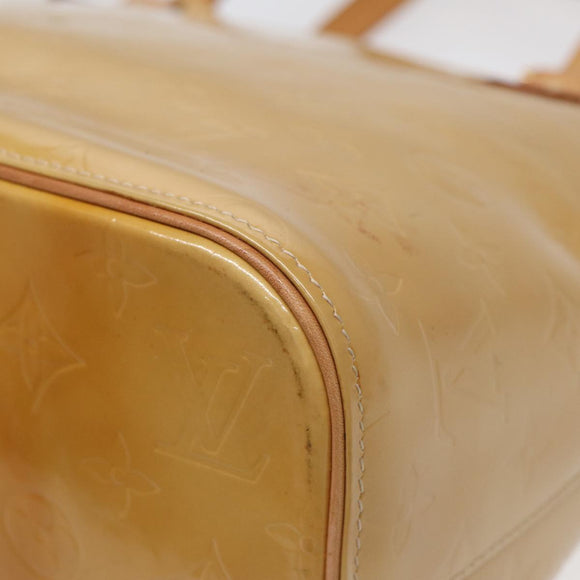 LOUIS VUITTON Monogram Vernis Houston Hand Bag Beige M91004 LV Auth 88302