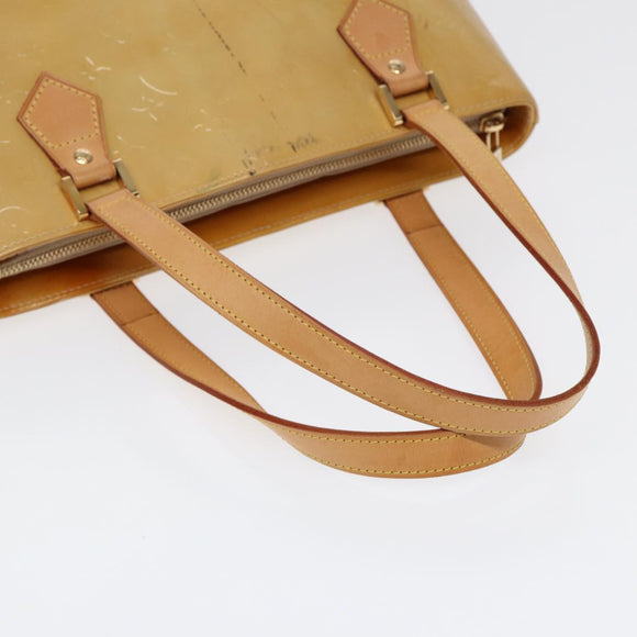 LOUIS VUITTON Monogram Vernis Houston Hand Bag Beige M91004 LV Auth 88302