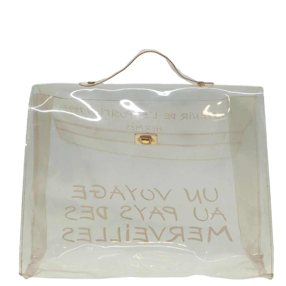 HERMES Vinyl Kelly Hand Bag Vinyl Clear Auth 88306 - 0