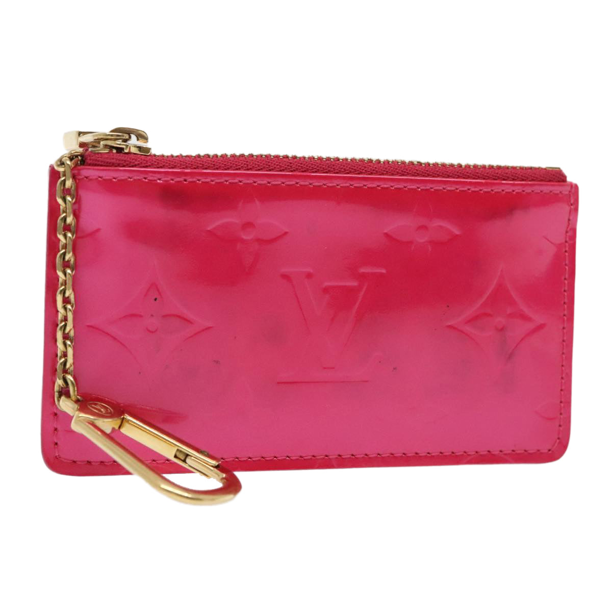 LOUIS VUITTON Vernis Pochette Cles Coin Purse Fuchsia Pink M91250 LV Auth 88325