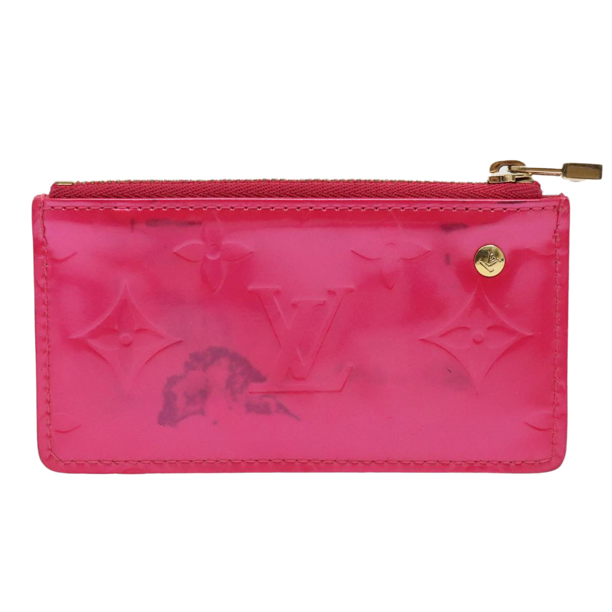 LOUIS VUITTON Vernis Pochette Cles Coin Purse Fuchsia Pink M91250 LV Auth 88325