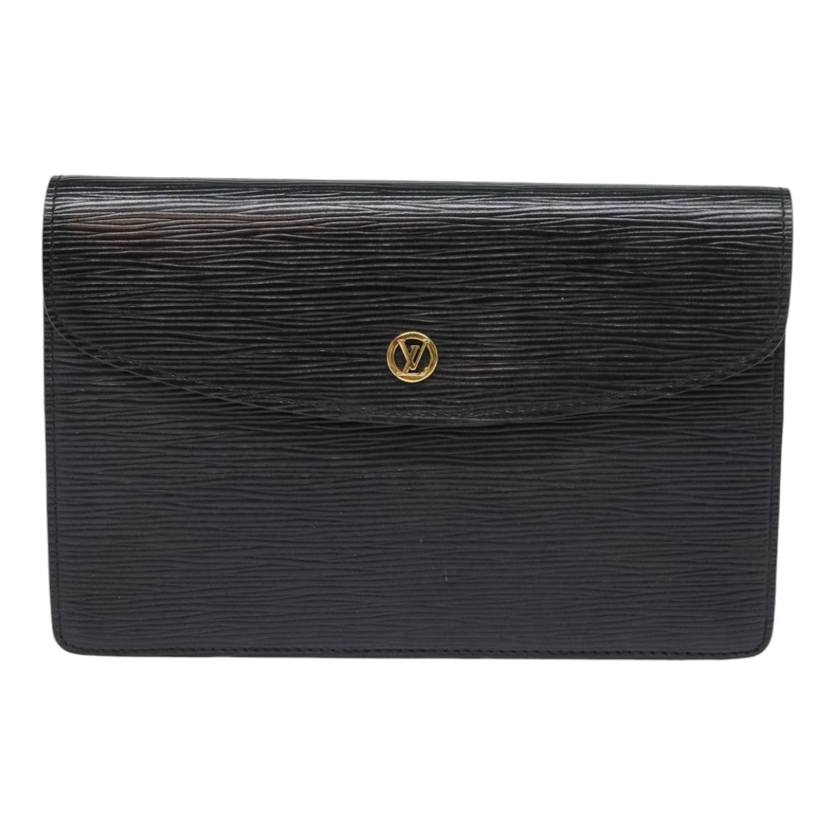 LOUIS VUITTON Epi Montaigne 23 Clutch Bag Black M52662 LV Auth 88335 - 0