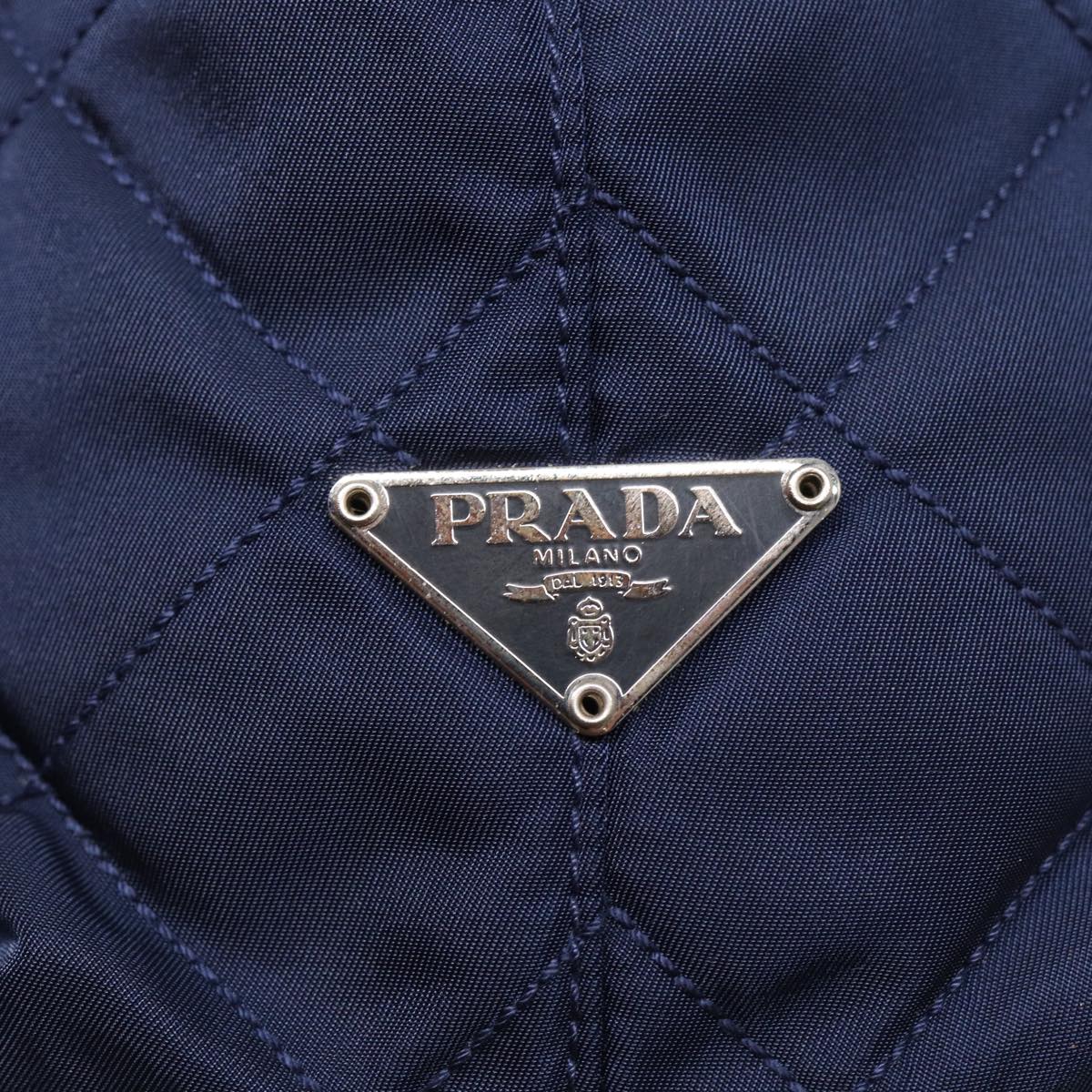 PRADA Shoulder Bag Nylon Navy Silver Auth 88342