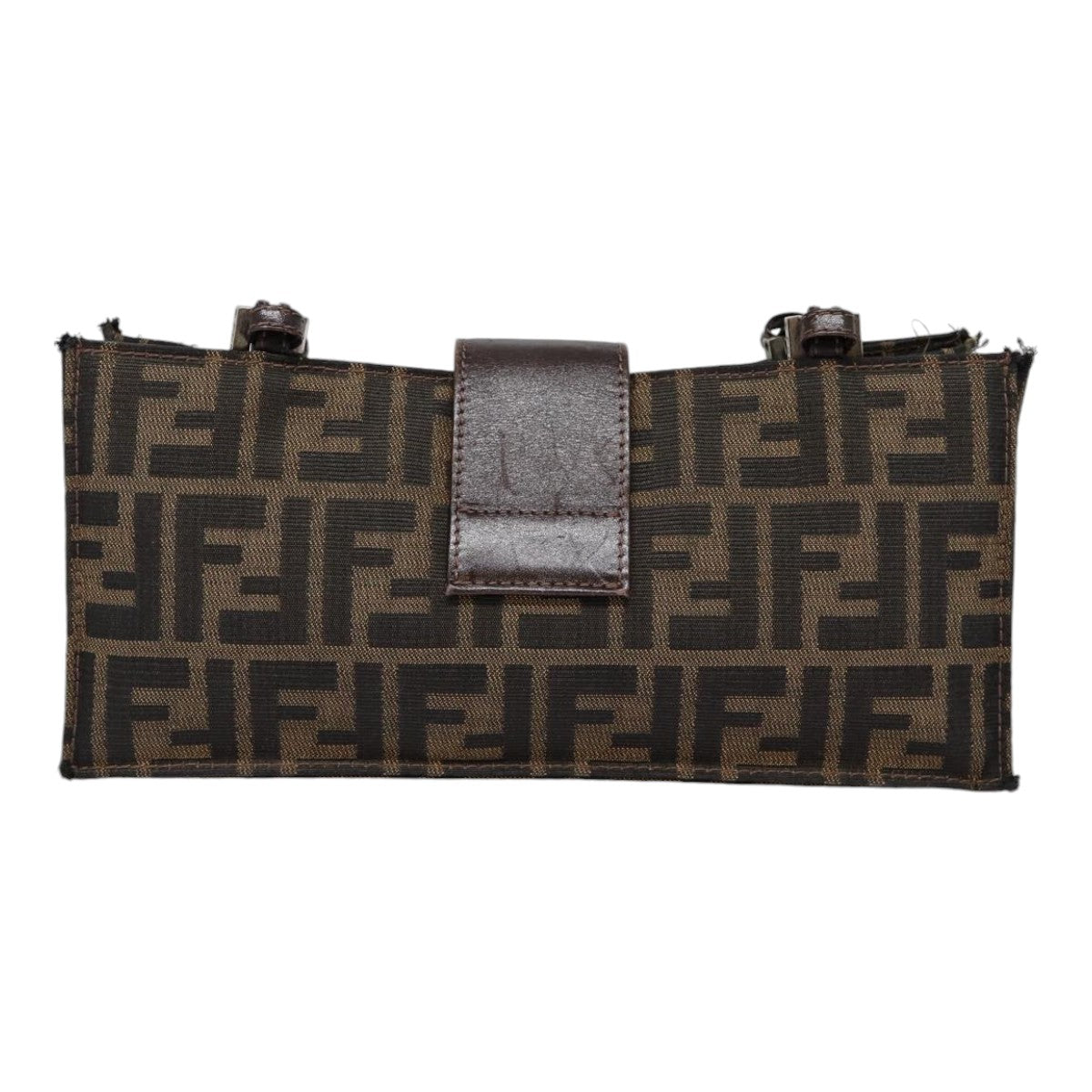 FENDI Zucca Canvas Mamma Baguette Shoulder Bag Brown Black Silver Auth 88343 - 0