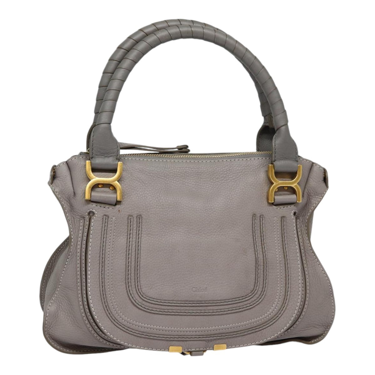 Chloe Mercy Shoulder Bag Leather Gray Gold Auth 88407