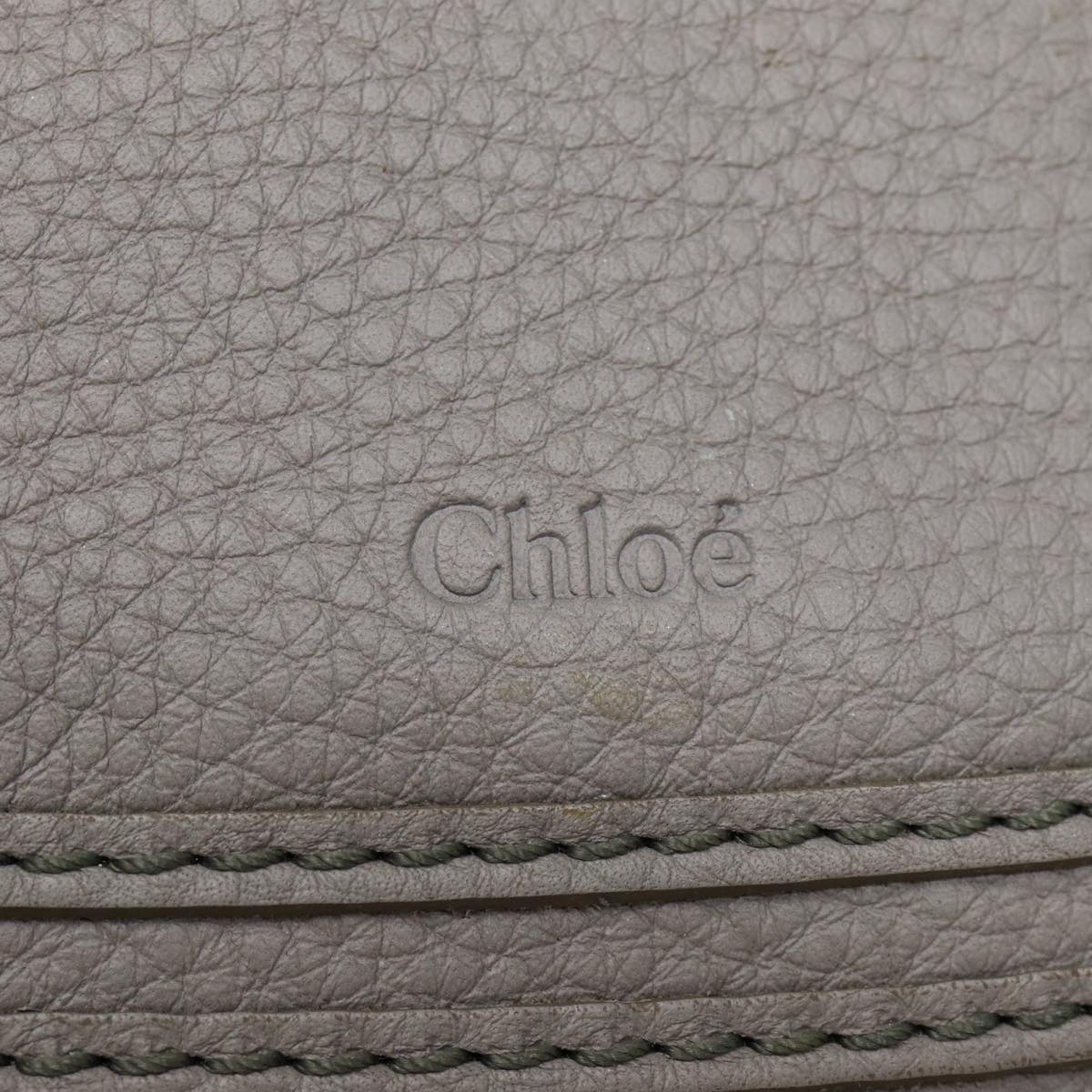 Chloe Mercy Shoulder Bag Leather Gray Gold Auth 88407