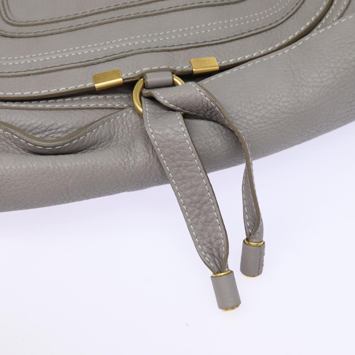 Chloe Mercy Shoulder Bag Leather Gray Gold Auth 88407