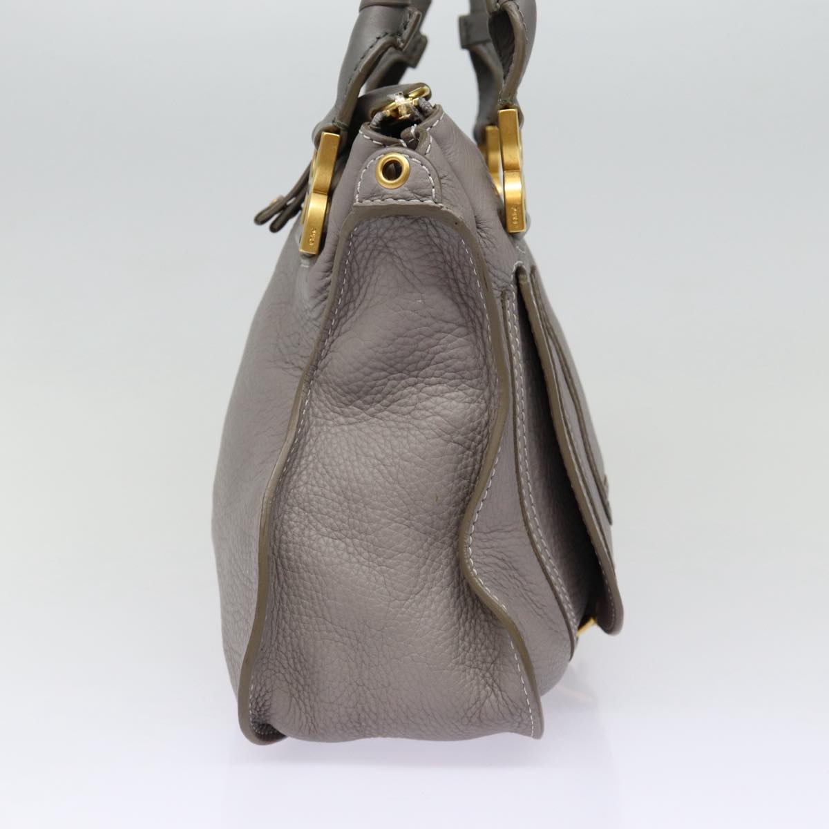 Chloe Mercy Shoulder Bag Leather Gray Gold Auth 88407