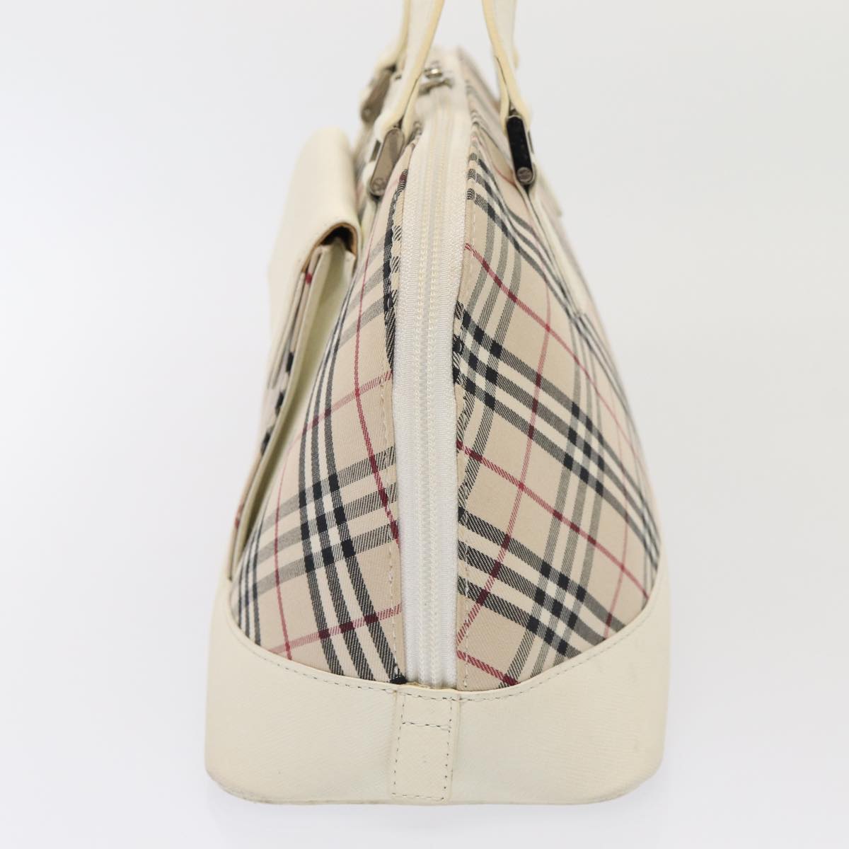 BURBERRY Nova Check Hand Bag Canvas Beige White Auth 88414