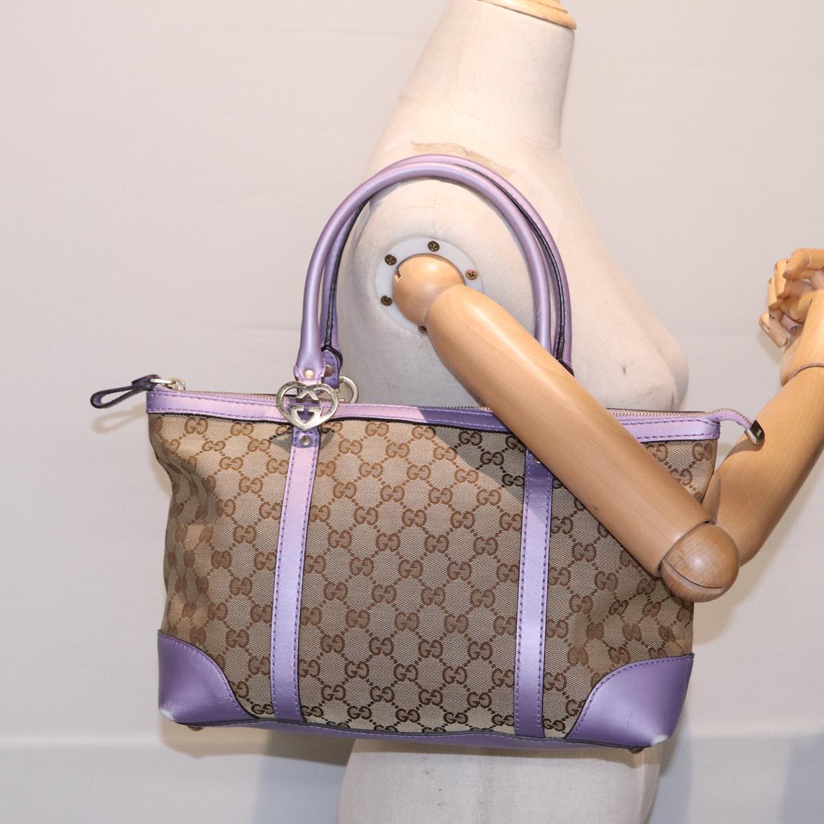 GUCCI GG Canvas Tote Bag Beige Gold 257069 Auth 88424