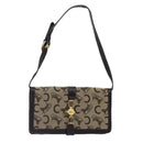 CELINE C Saluki Shoulder Bag Canvas Beige Auth 88426-1