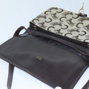 CELINE C Saluki Shoulder Bag Canvas Beige Auth 88426-11