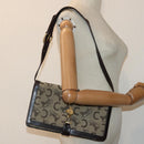 CELINE C Saluki Shoulder Bag Canvas Beige Auth 88426-25