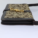 CELINE C Saluki Shoulder Bag Canvas Beige Auth 88426-4