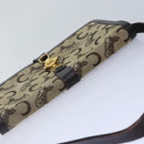 CELINE C Saluki Shoulder Bag Canvas Beige Auth 88426-6