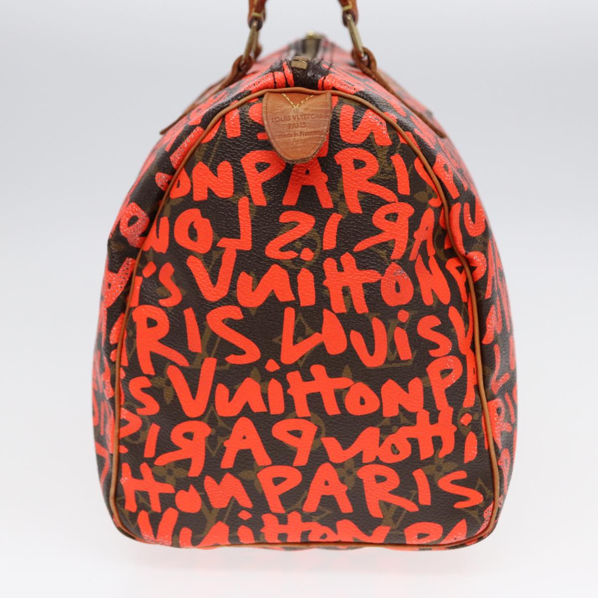 LOUIS VUITTON Monogram Graffiti Speedy 30 Hand Bag Orange M93705 LV Auth 88440