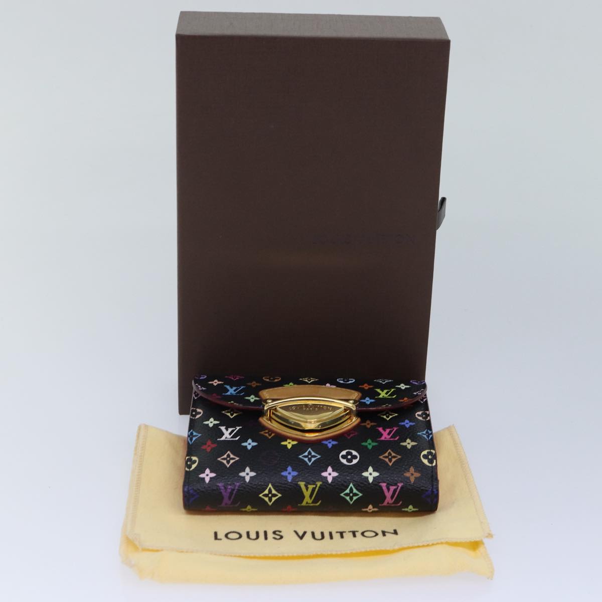 LOUIS VUITTON Multicolor Portefeuille Koala Wallet Black M58015 LV Auth 88456A