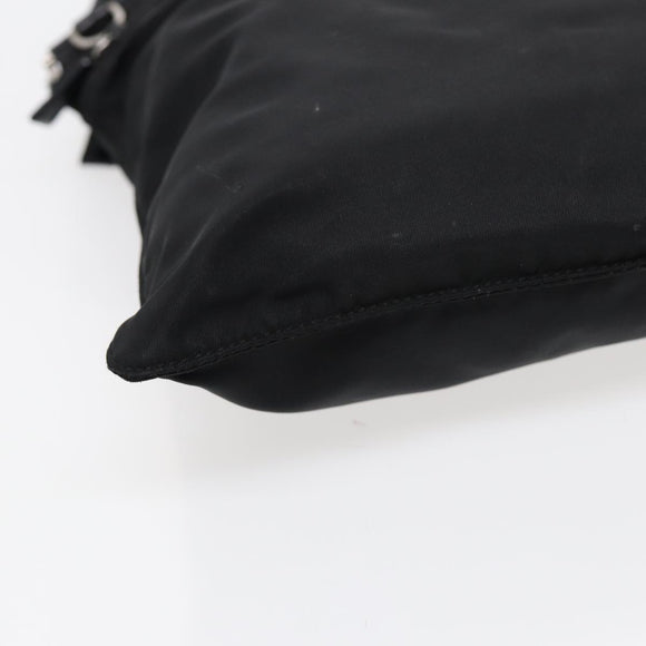 PRADA Schultertasche Nylon Schwarz Silber Original 88470