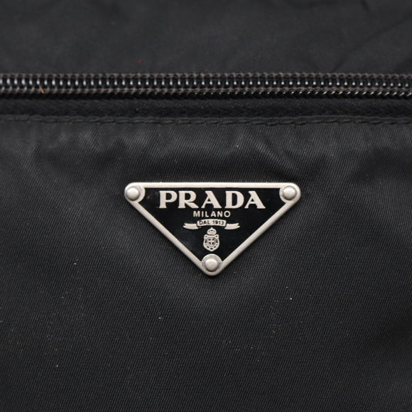 PRADA Schultertasche Nylon Schwarz Silber Original 88470