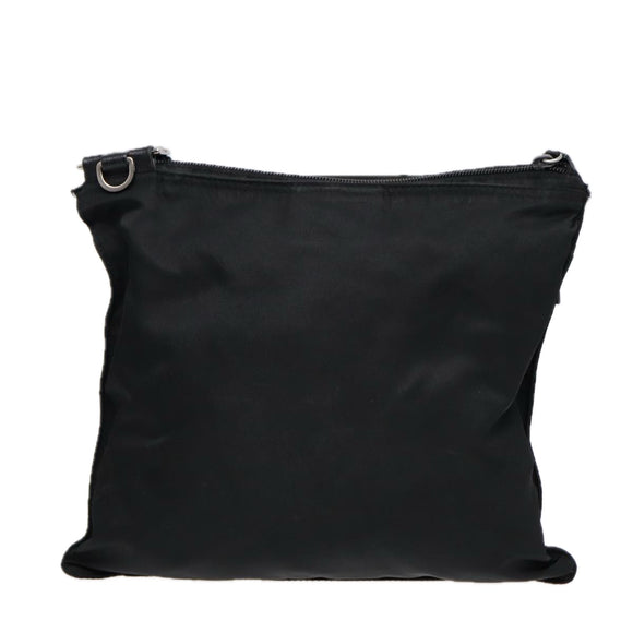 PRADA Schultertasche Nylon Schwarz Silber Original 88470