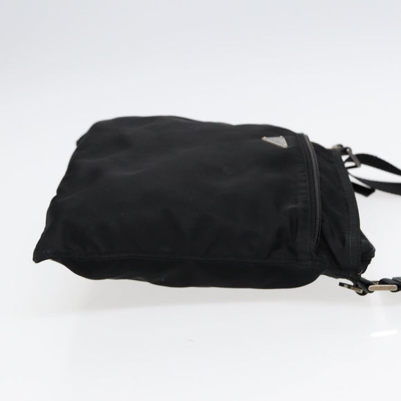 PRADA Schultertasche Nylon Schwarz Silber Original 88470