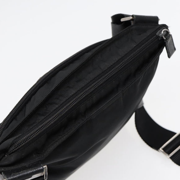 PRADA Schultertasche Nylon Schwarz Silber Original 88470