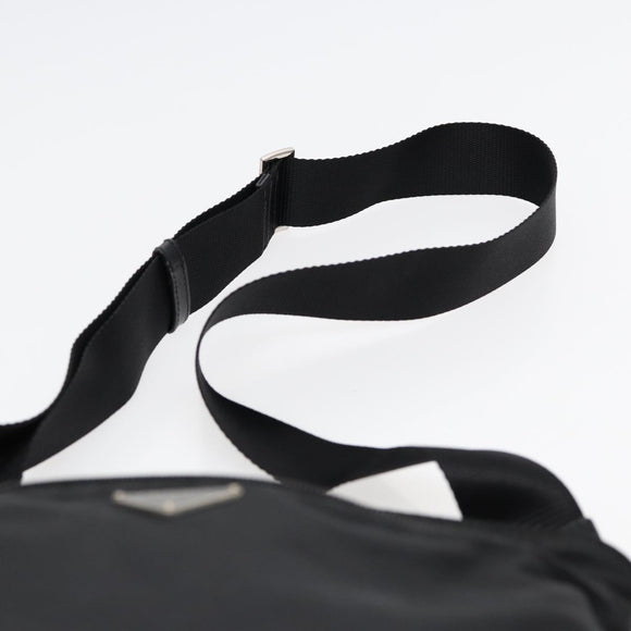 PRADA Schultertasche Nylon Schwarz Silber Original 88470