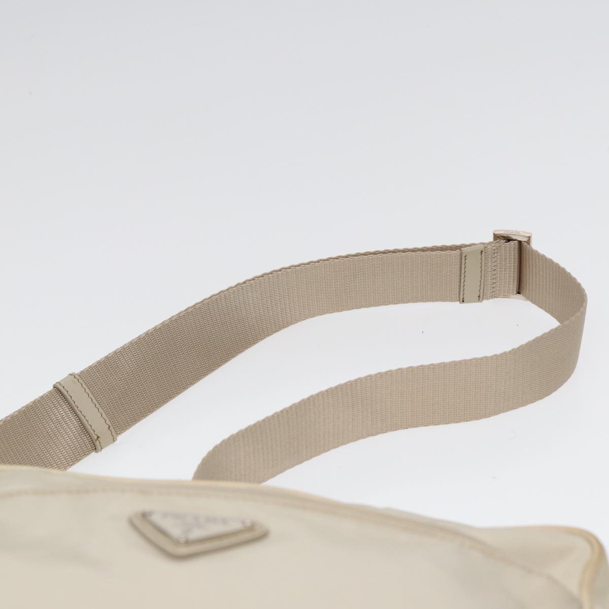 PRADA Shoulder Bag Nylon White Silver Auth 88471