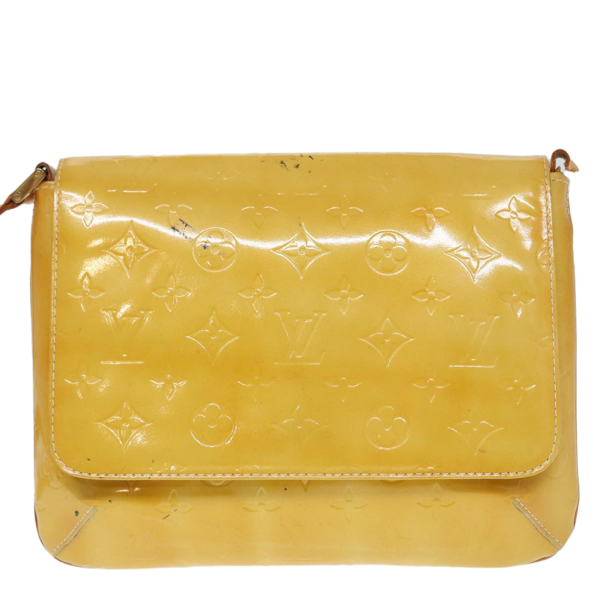 LOUIS VUITTON Monogram Vernis Thompson Street Bag Lime Yellow M91071 Auth 88473