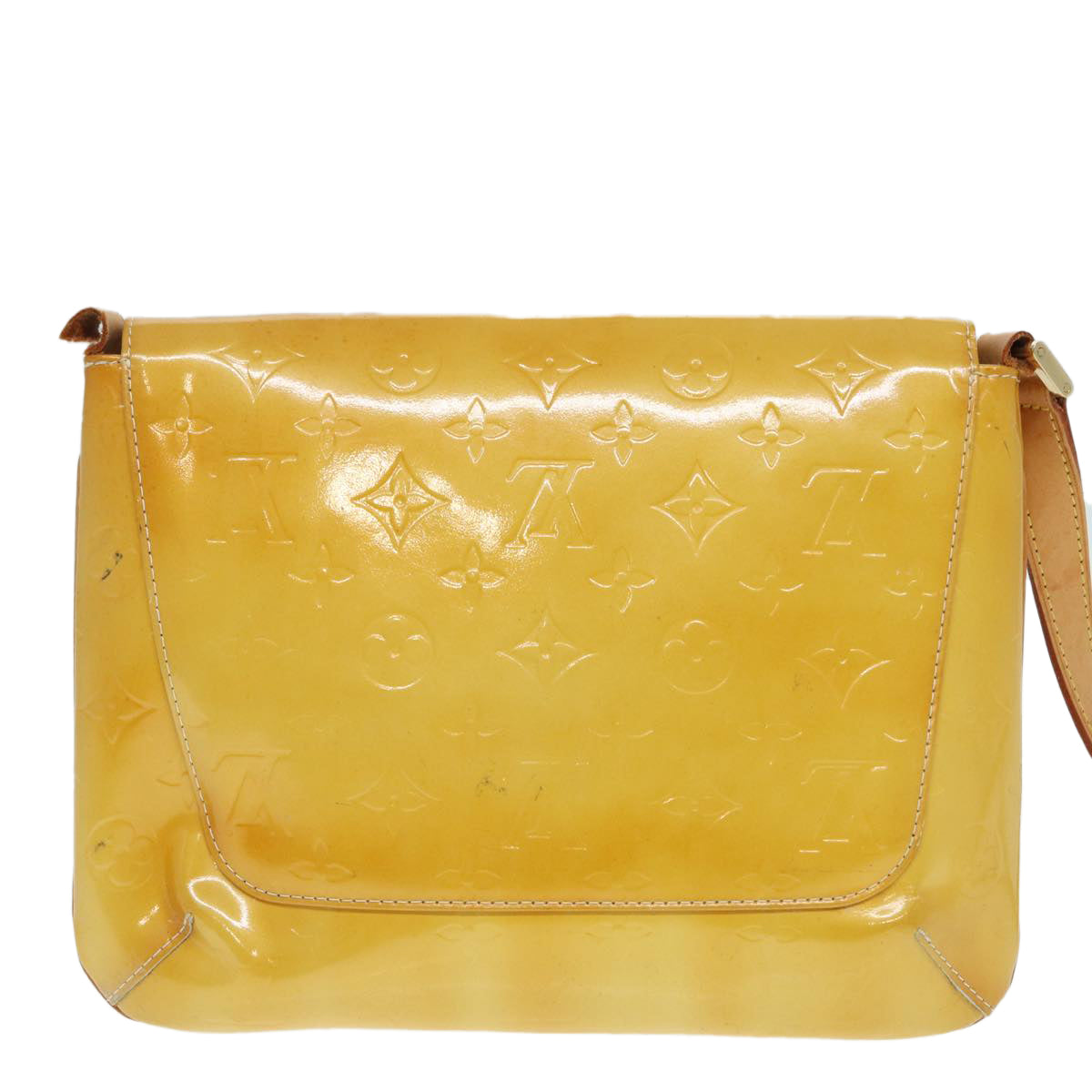 LOUIS VUITTON Monogram Vernis Thompson Street Bag Lime Yellow M91071 Auth 88473