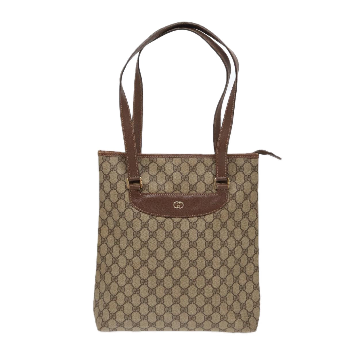 GUCCI GG Supreme Tote Bag PVC Leather Beige Gold 002 615 Auth 88483