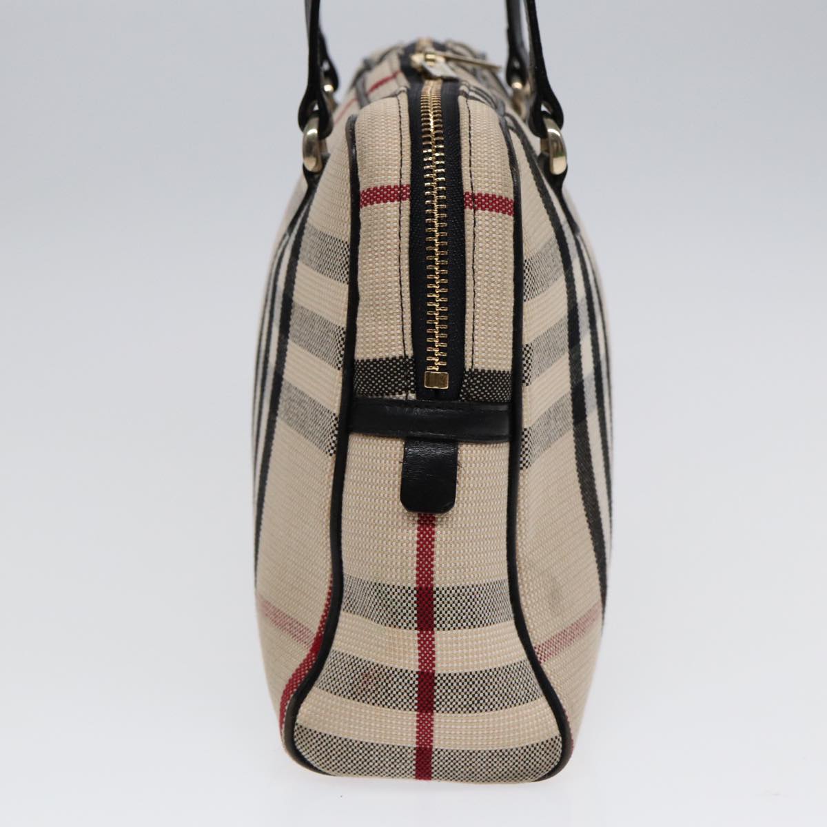 BURBERRY Nova Check Shoulder Bag Canvas Beige Gold Auth 88489