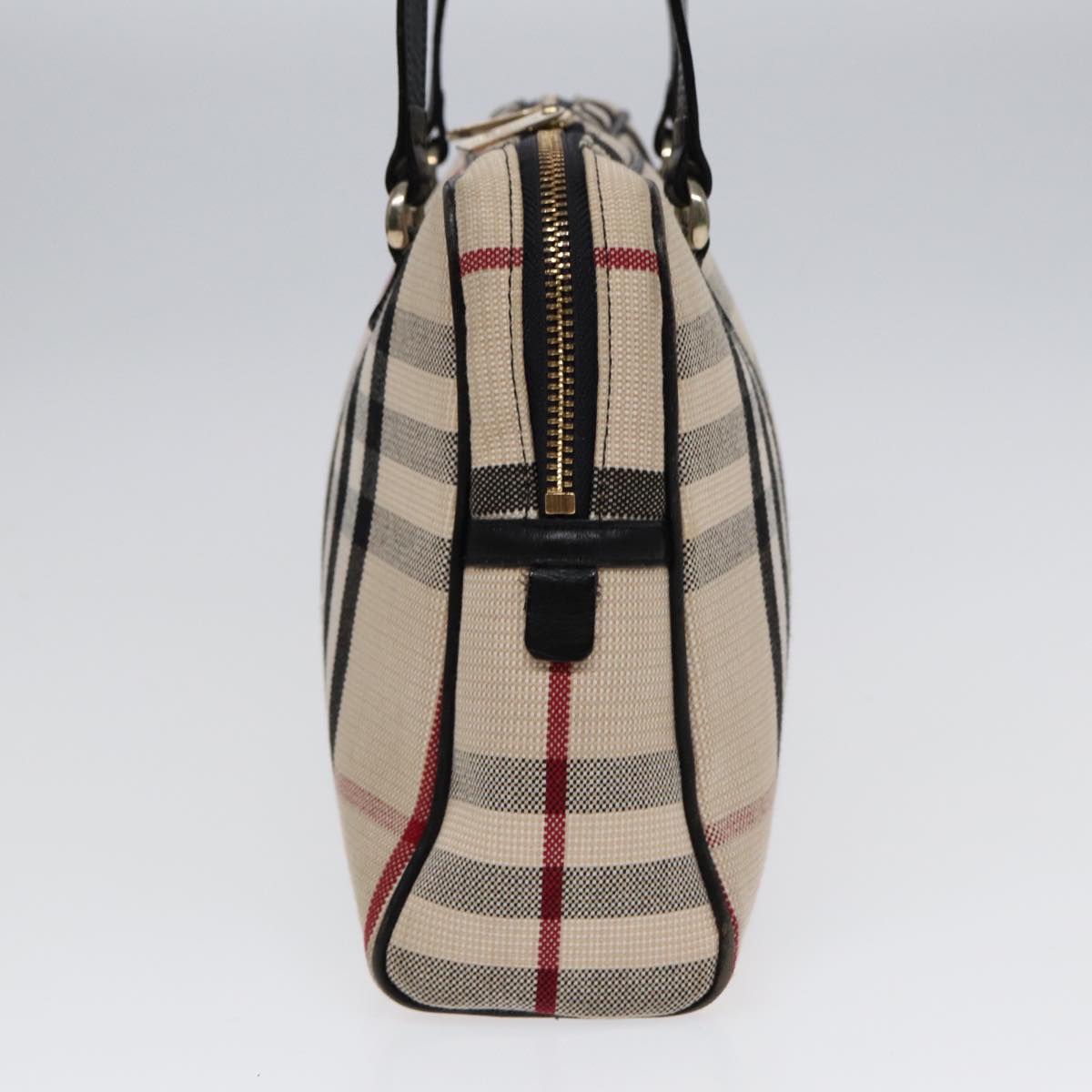 BURBERRY Nova Check Shoulder Bag Canvas Beige Gold Auth 88489