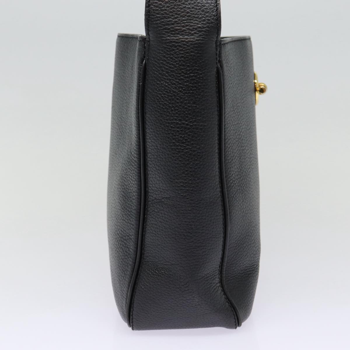 CELINE Shoulder Bag Leather Black Gold Auth 88491